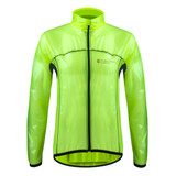 Lightweight Packable Cycling Jacket in Safety Yellow Front View Lightweight Packable Cycling Jacket in Safety Yellow Front View