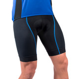 Elite bib shorts on model blue