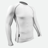 White Long Sleeve Brushed Fleece Base Layer Off Front View