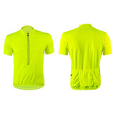 Safety Yellow Solid Color Short Sleeve Cycling Jersey|safety yellow|Front and Back View Safety Yellow Solid Color Short Sleeve Cycling Jersey|safety yellow|Front and Back View