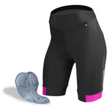 Pink Elite Padded Cycling Shorts for Women with Chamois Pad View|mesh with pink|primary
