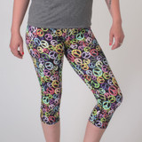 Women's USA Classic Peace Wild Print Spandex Padded Cycling Capris Model Front Women's USA Classic Peace Wild Print Spandex Padded Cycling Capris Model Front