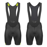 Men's All Day Cycling Bib-Shorts in Safety Yellow and Black Front View Men's All Day Cycling Bib-Shorts in Safety Yellow and Black Front View