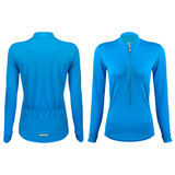 Women's Royal Blue Swift Long Sleeve Cycling Jersey Front and Back View