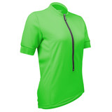 Women's Swift Short Sleeve Neon Green Cycling Jersey Safety Yellow Off Front View