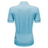 Women's Swift Short Sleeve Light Blue Cycling Jersey Safety Yellow Back View