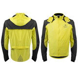Men's Waterproof High-Visibility Reflective Cycling Rain Jacket Front and Back View Men's Waterproof High-Visibility Reflective Cycling Rain Jacket Front and Back View
