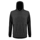 Charcoal Merino Wool Hoodie Front Hood Up Charcoal Merino Wool Hoodie Front Hood Up
