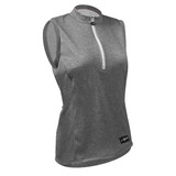 Women's Heathered Grey Thrive Lightweight Sleeveless Cycling Jersey Off Front View Women's Heathered Grey Thrive Lightweight Sleeveless Cycling Jersey Off Front View