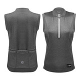 Women's Heathered Grey Thrive Lightweight Sleeveless Cycling Jersey Front and Back View Women's Heathered Grey Thrive Lightweight Sleeveless Cycling Jersey Front and Back View