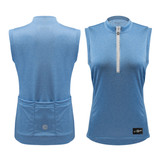 Women's  Light Blue Thrive Lightweight Sleeveless Cycling Jersey Front and Back  View Women's  Light Blue Thrive Lightweight Sleeveless Cycling Jersey Front and Back  View