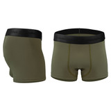 Men's Olive Green High Performance 3-inch Inseam Unpadded Athletic Boxer Briefs Side and Front View