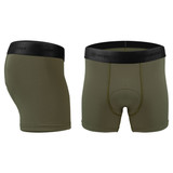 Men's Olive Green High Performance 5-inch Inseam Padded Cycling Boxer Briefs Side and Front View Men's Olive Green High Performance 5-inch Inseam Padded Cycling Boxer Briefs Side and Front View