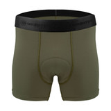 Men's Olive Green High Performance 5-inch Inseam Padded Cycling Boxer Briefs Front View