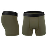 Men's Olive Green High Performance 5-inch Inseam Unpadded Athletic Boxer Briefs Front and Back View