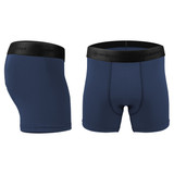 Men's Navy Blue High Performance 5-inch Inseam Unpadded Athletic Boxer Briefs Front and Back View Men's Navy Blue High Performance 5-inch Inseam Unpadded Athletic Boxer Briefs Front and Back View