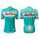 Women's Sea Foam Green Classic Script Jersey Front and Back View Women's Sea Foam Green Classic Script Jersey Front and Back View