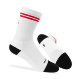 Red Classic Kruzer Thick Padding Athletic Socks Side and Bottom View Red Classic Kruzer Thick Padding Athletic Socks Side and Bottom View