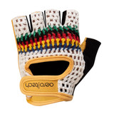Extra Thick Gel Padded Crochet Cycling Gloves Rasta Design Front View