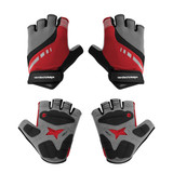 Red Lightweight Breathable Padded Palm Fingerless Cycling Gloves Front and Back View Red Lightweight Breathable Padded Palm Fingerless Cycling Gloves Front and Back View