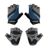 Navy Blue Lightweight Breathable Padded Palm Fingerless Cycling Gloves Front and Back View Navy Blue Lightweight Breathable Padded Palm Fingerless Cycling Gloves Front and Back View
