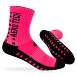 Pink Lightweight Bamboo Blend  5-inch Crew Length Athletic Socks Side and Bottom View Pink Lightweight Bamboo Blend  5-inch Crew Length Athletic Socks Side and Bottom View
