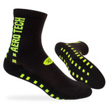 Black with Safety Yellow Lightweight Bamboo Blend  5-inch Crew Length Athletic Socks Side and Bottom View Black with Safety Yellow Lightweight Bamboo Blend  5-inch Crew Length Athletic Socks Side and Bottom View