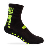 Black with Safety Yellow Lightweight Bamboo Blend  5-inch Crew Length Athletic Socks Side View Black with Safety Yellow Lightweight Bamboo Blend  5-inch Crew Length Athletic Socks Side View