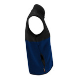 Men's Black and Navy PolarTec Recycled Brush Fleece Zip-Up Vest Side View Men's Black and Navy PolarTec Recycled Brush Fleece Zip-Up Vest Side View