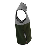 Men's Charcoal and Green PolarTec Recycled Brush Fleece Zip-Up Vest Side View Men's Charcoal and Green PolarTec Recycled Brush Fleece Zip-Up Vest Side View