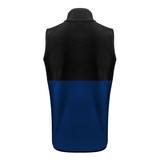 Men's Black and Navy PolarTec Recycled Brush Fleece Zip-Up Vest Back View Men's Black and Navy PolarTec Recycled Brush Fleece Zip-Up Vest Back View