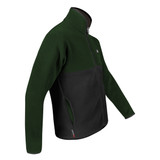 Men's Green and Black PolarTec Recycled Brush Fleece Zip-Up Jacket Side View Men's Green and Black PolarTec Recycled Brush Fleece Zip-Up Jacket Side View