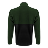 Men's Green and Black PolarTec Recycled Brush Fleece Zip-Up Jacket Back View Men's Green and Black PolarTec Recycled Brush Fleece Zip-Up Jacket Back View