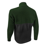 Men's Green and Black PolarTec Recycled Brush Fleece Zip-Up Jacket Off Back View Men's Green and Black PolarTec Recycled Brush Fleece Zip-Up Jacket Off Back View
