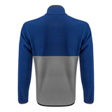 Men's Navy and Charcoal PolarTec Recycled Brush Fleece Zip-Up Jacket Back View