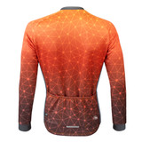 Men's Orange Geo-Fade Long Sleeve Bike Jersey|orange|back view