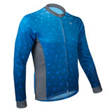 Men's Blue Geo-Fade Long Sleeve Bike Jersey|royal|off front view