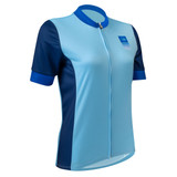 Women's club cycling jersey - blue solid - off front