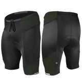 Olive Gel Touring Padded Cycling Short Front and Back View