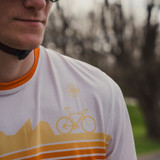 All Day Cargo Cycling Shirt - on model close up - radical rides ahead