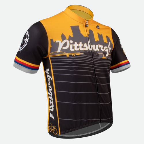 Pittsburgh Theme Sprint Bike Jersey Off Front View Pittsburgh Theme Sprint Bike Jersey Off Front View