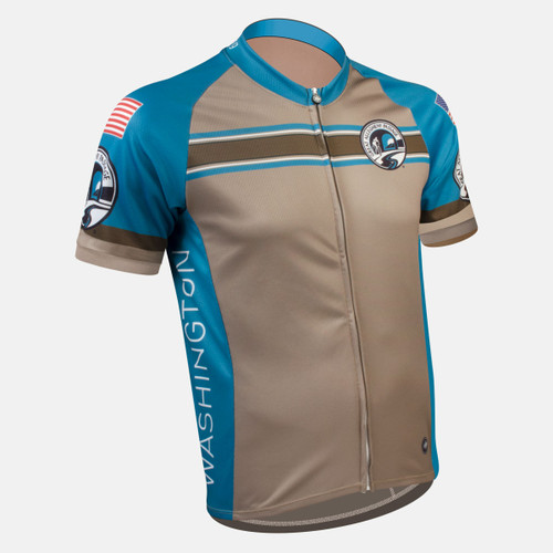 Teal Stripe Greater Allegheny Passage Cycling Jersey Off Front View
