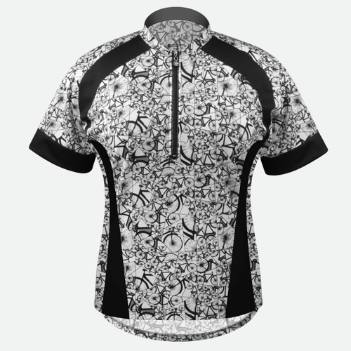 Plus Women's Black and White Utopia Cycling Jersey Front View
