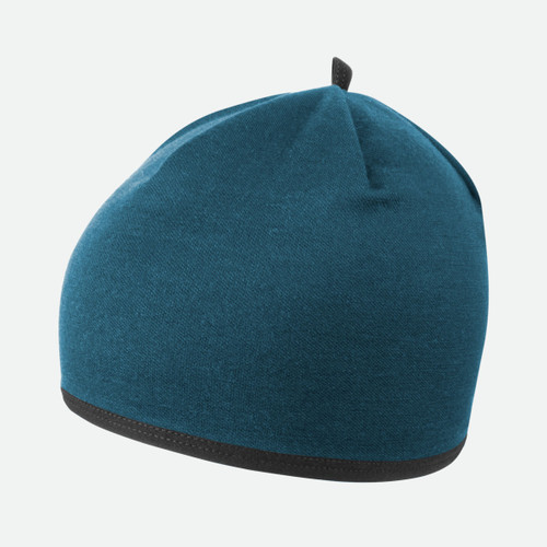 Teal Merino Wool Cycling Beanie Left Side View