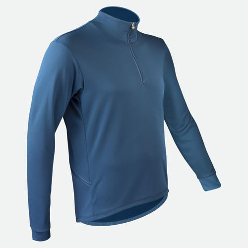 Men's Equator Long Sleeve Blue Cycling Pull-Over Jersey Off Front View