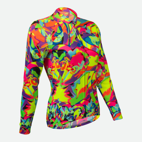 Women's Bike Love Empress Long Sleeve Cycling Jersey Off Front View Women's Bike Love Empress Long Sleeve Cycling Jersey Off Front View