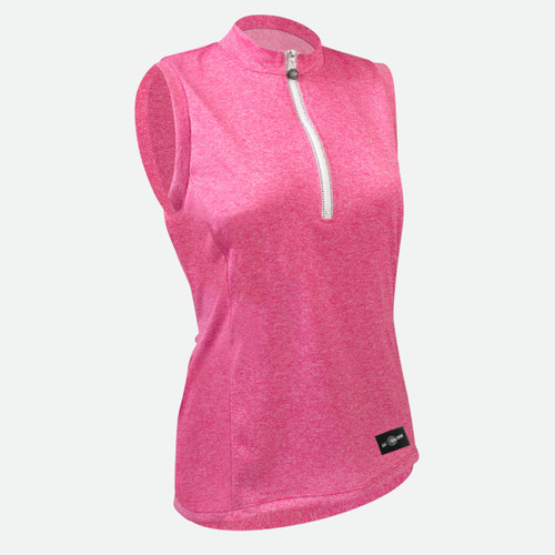 Women's Bright Pink Thrive Lightweight Sleeveless Cycling Jersey Off Front View Women's Bright Pink Thrive Lightweight Sleeveless Cycling Jersey Off Front View