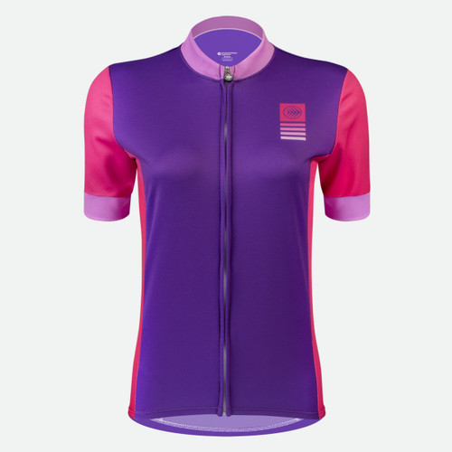 Women's club cycling jersey -purple solid - front Women's club cycling jersey -purple solid - front