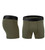 Men's Olive Green High Performance 5-inch Inseam Padded Cycling Boxer Briefs Side and Front View