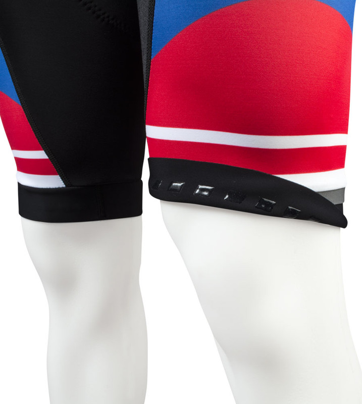 red white and blue biker shorts